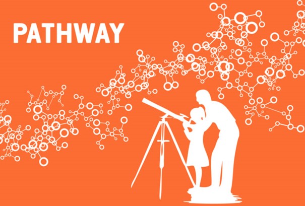 pathway kind en ouder met telescoop logo